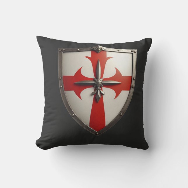 Coussin bouclier de croiseur avec patte de croix rouge (Recto)