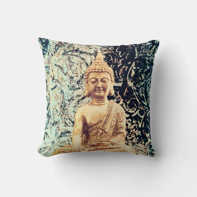 Coussin Bouddha assis sur la Terre Élégant Lumière zen (Recto)