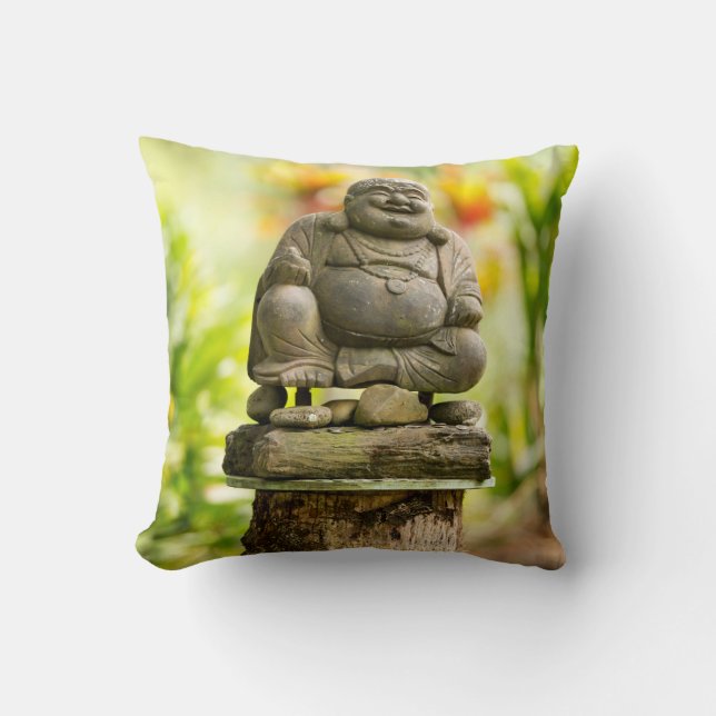 Coussin Bouddha dans le carreau hawaïen de jardin (Recto)
