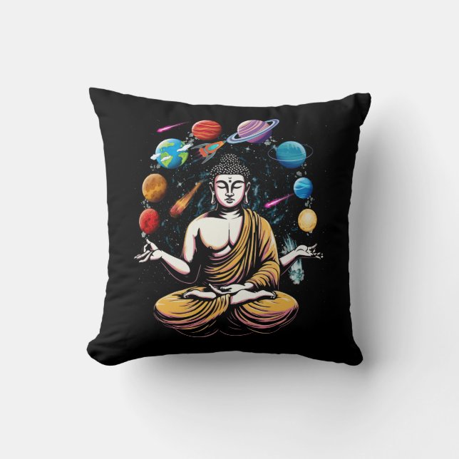 Coussin Bouddha Jongler Planètes spatiales Zen Yoga Médita (Recto)