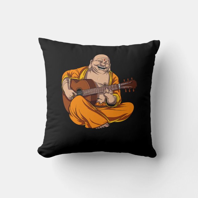 Coussin Bouddha Jouer Guitare Zen Yoga Méditation (Recto)