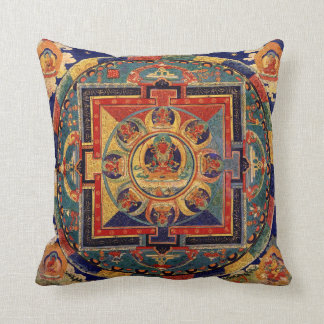 Coussin Bouddha Mandala, Tibétain antique thanka