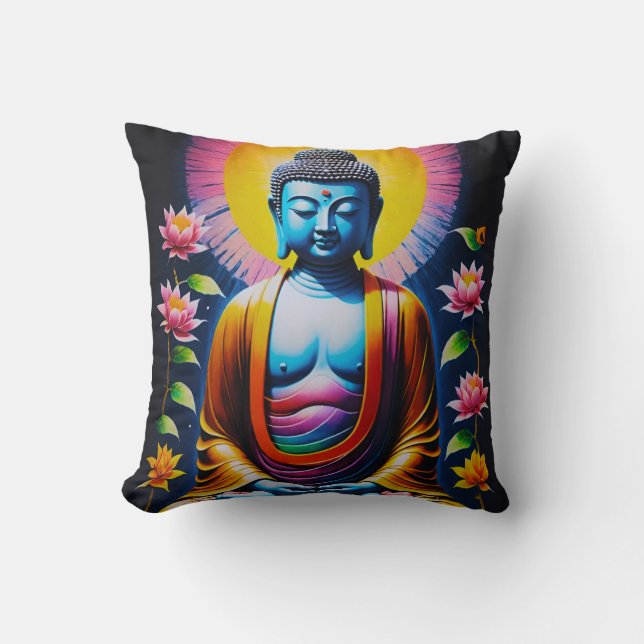 Coussin Bouddha - Mindfulness en fleurs (Recto)