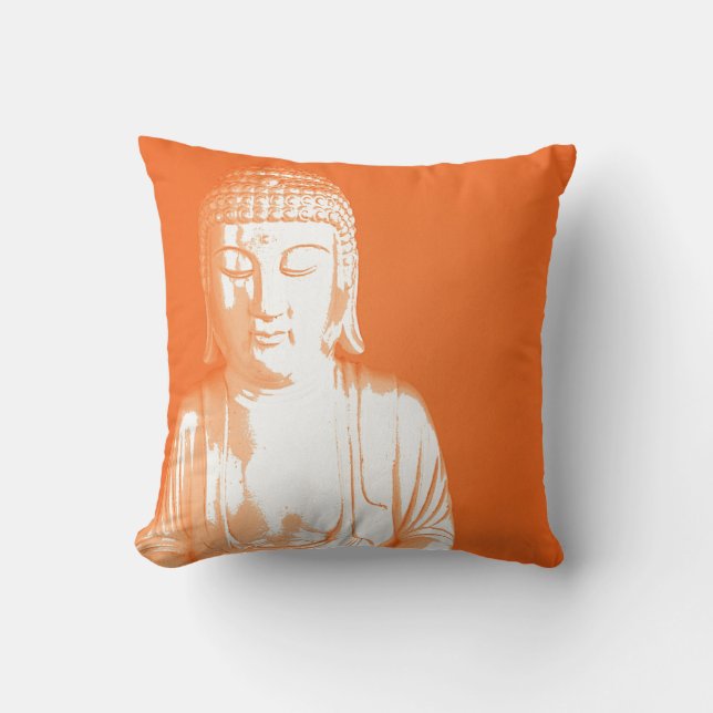 Coussin Bouddha orange Gautama (Recto)
