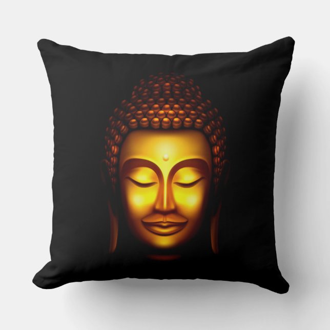 Coussin Bouddha souriant or et noir (Recto)