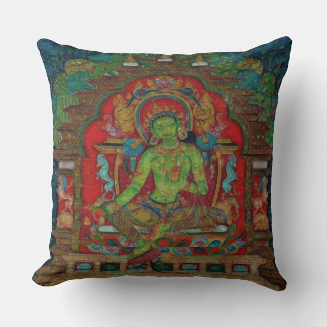 Coussin Bouddhisme tibétain Tara verte (Recto)