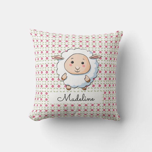 Coussin Boudin floral rose personnalisé (Recto)