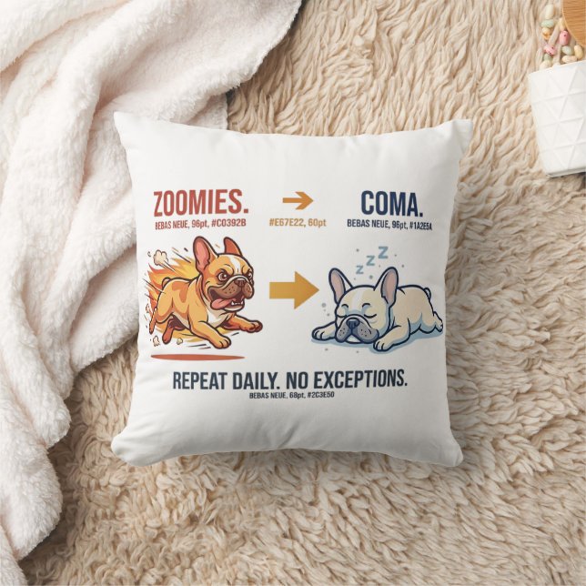 Coussin Bouffée de folie et cycle de sommeil du Bouledogue (Couverture)