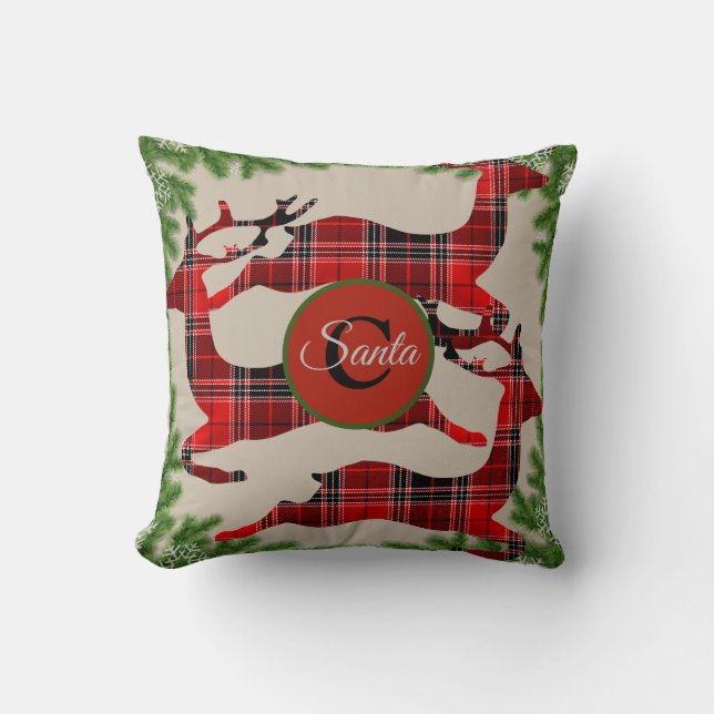 Coussin Bouges de pin de rennes de buffle Plaid Monogramme (Recto)
