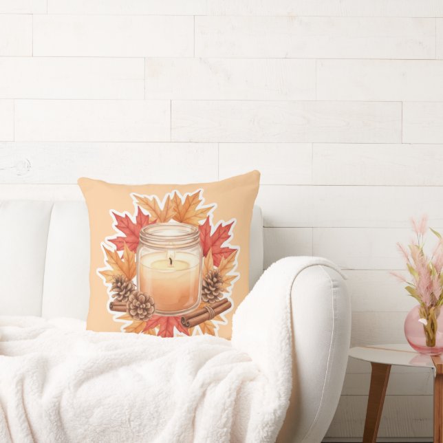 Coussin Bougie Automnale Cosy avec Feuilles d'Érable | Des (Canapé)
