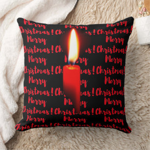 Coussin Bougie Flamme Rouge Joyeux Noël