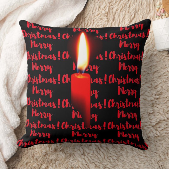 Coussin Bougie Flamme Rouge Joyeux Noël (Couverture)