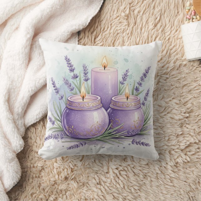 Coussin Bougie Lavande - Décoration de salle de spa (Couverture)