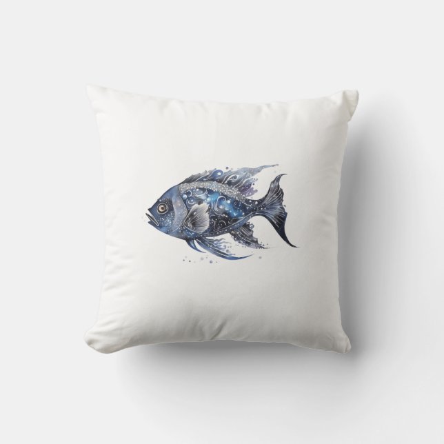 Coussin Boujee Poisson Noir Petit (Recto)