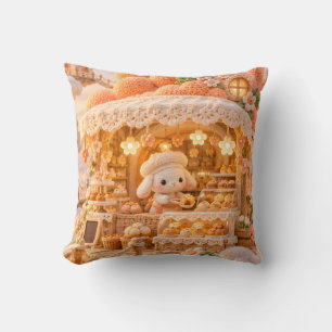 Coussin Boulangerie Lapin au Crochet Abricot