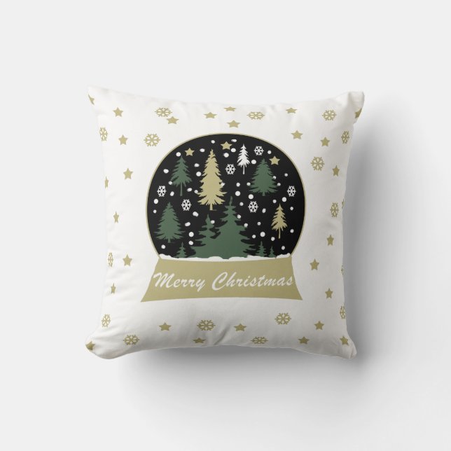Coussin Boule à neige décorée de Noël moderne (Recto)