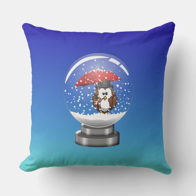 Coussin boule à neige hibou (Recto)
