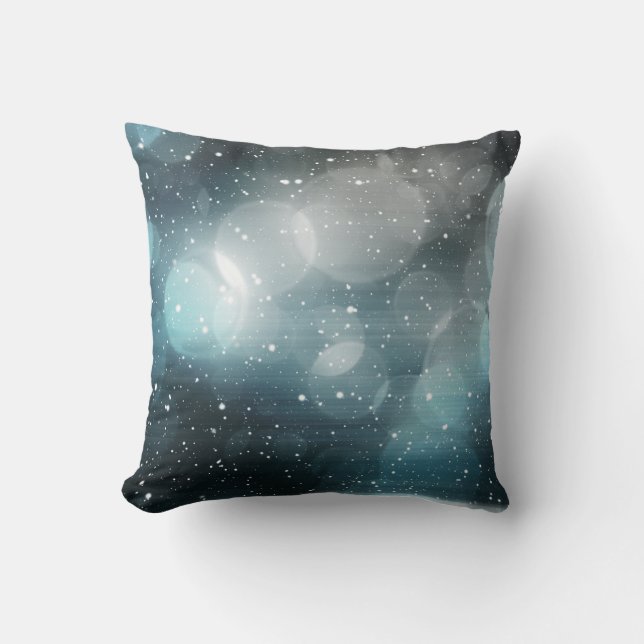 Coussin Boule blanche et bleu neige Joyeux Noël (Recto)
