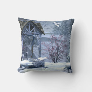 Coussin Boule blanche et bleu neige Joyeux Noël