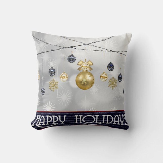 Coussin Boule blanche et bleu neige Joyeux Noël (Recto)