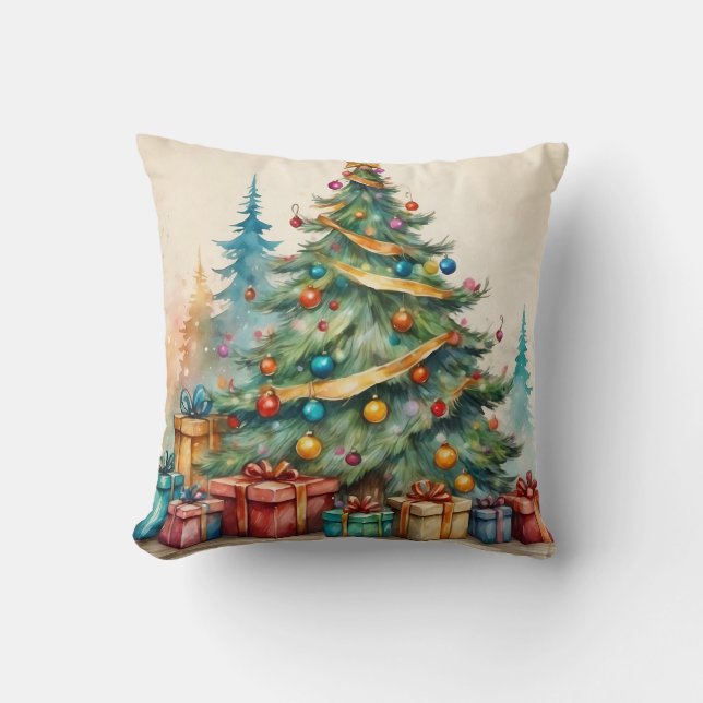 Coussin Boule blanche et bleu neige Joyeux Noël (Recto)