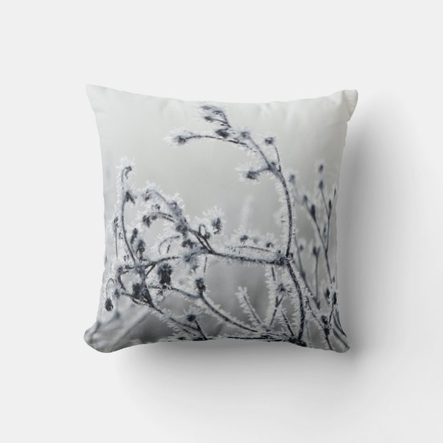 Coussin Boule blanche et bleu neige Joyeux Noël (Recto)