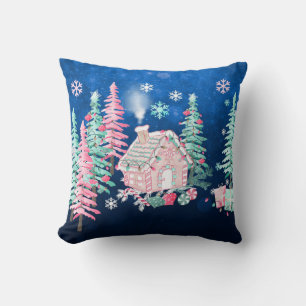 Coussin Boule blanche et bleu neige Joyeux Noël