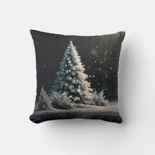 Coussin Boule blanche et bleu neige Joyeux Noël