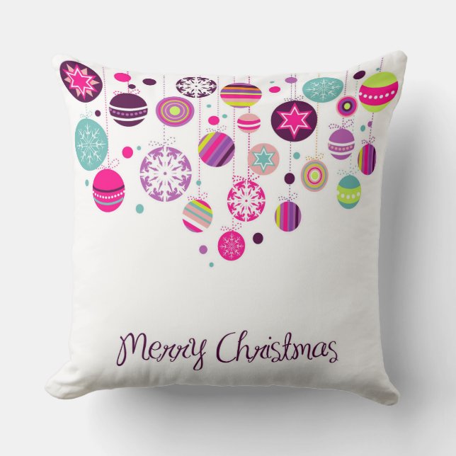 Coussin Boule blanche et bleu neige Joyeux Noël (Recto)
