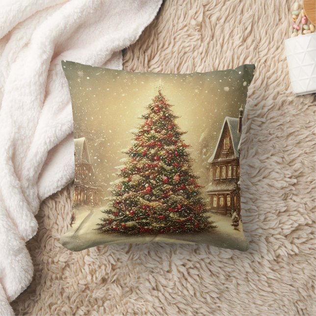 Coussin Boule blanche et bleu neige Joyeux Noël (Couverture)