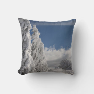 Coussin Boule blanche et bleu neige Joyeux Noël