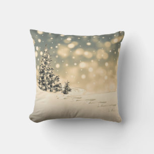 Coussin Boule blanche et bleu neige Joyeux Noël