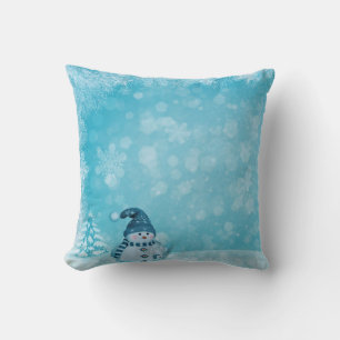 Coussin Boule blanche et bleu neige Joyeux Noël