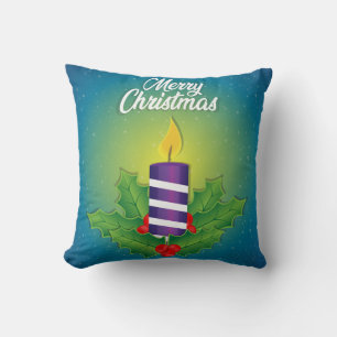 Coussin Boule blanche et bleu neige Joyeux Noël