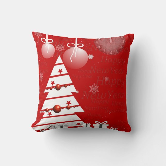 Coussin Boule blanche et bleu neige Joyeux Noël (Recto)
