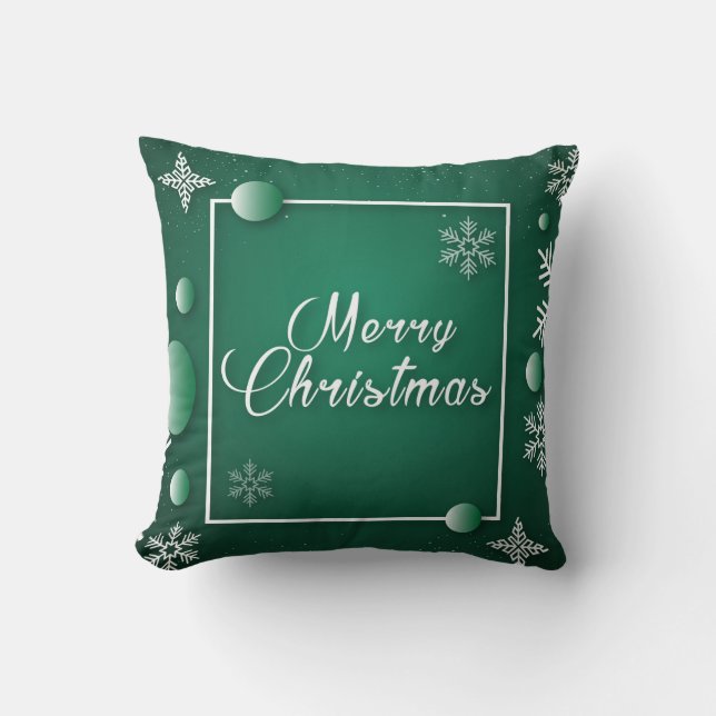 Coussin Boule blanche et bleu neige Joyeux Noël (Recto)