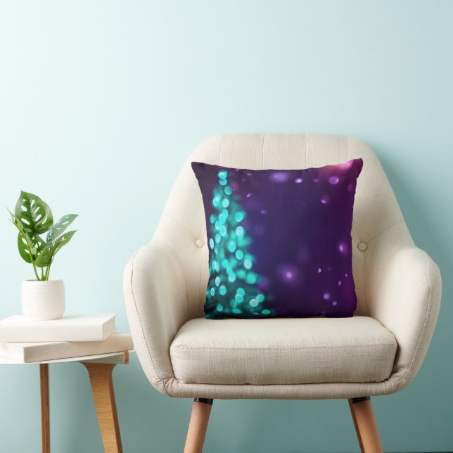 Coussin Boule blanche et bleu neige Joyeux Noël (Chaise)