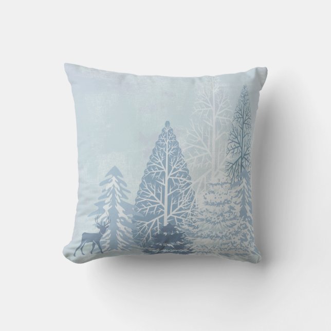 Coussin Boule blanche et bleu neige Joyeux Noël (Recto)