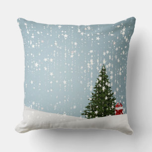 Coussin Boule blanche et bleu neige Joyeux Noël