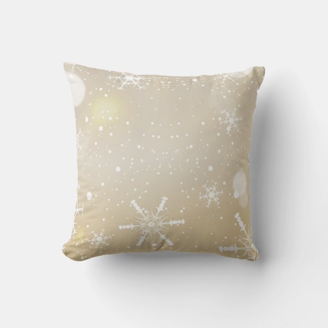 Coussin Boule bleue et blanche de neige décorative Joyeux  (Recto)