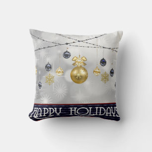 Coussin Boule bleue et blanche de neige décorative Joyeux