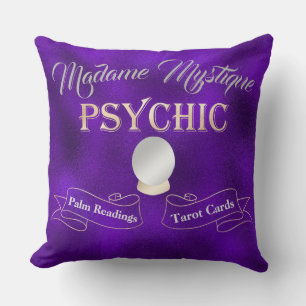 Coussin Boule de cristal psychique or et violet