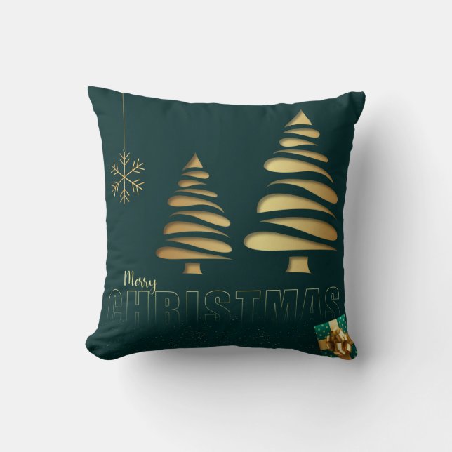 Coussin Boule de neige décorative bleue et blanche Joyeux  (Recto)