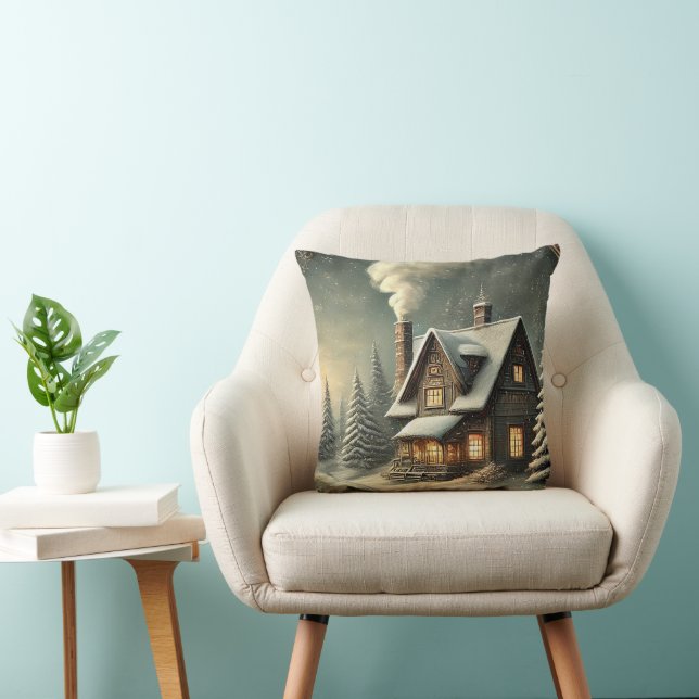 Coussin Boule de neige décorative bleue et blanche Joyeux  (Chaise)