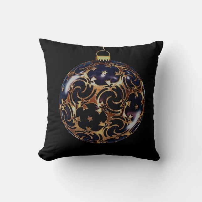 Coussin Boule de Parties scintillant décorative en or noir (Recto)