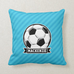 Coussin Boule de soccer; Bleus ciel