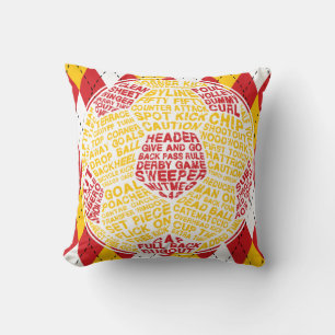 Coussin Boule de soccer typographique