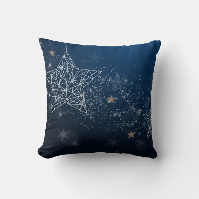Coussin Boule décorative bleue et blanche Joyeux Noël (Recto)