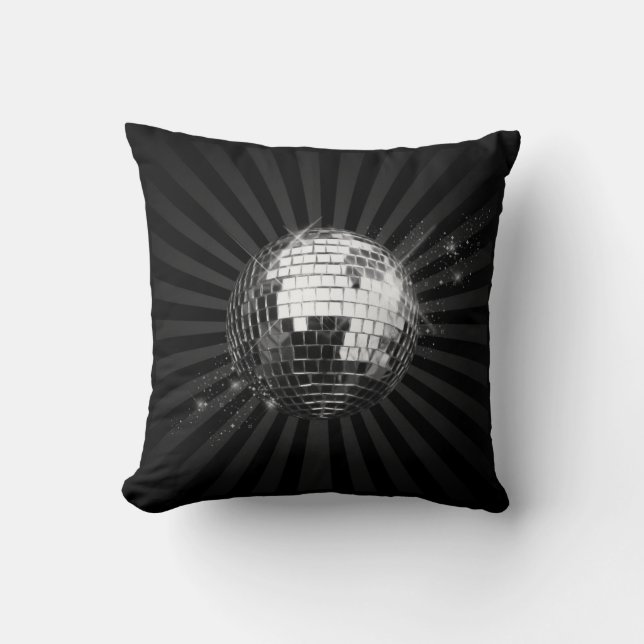 Coussin Boule Disco Mirror sur noir (Recto)