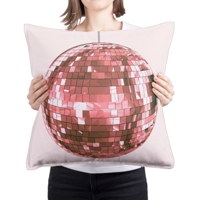 Coussin Boule disco rose chaud, accent de chambre girly, r (Créateur téléchargé)